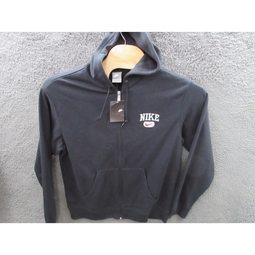 NWT Vintage 2007 Y2K Deadstock NIKE Men's Large Black Full Zip Hoodie 245657-011